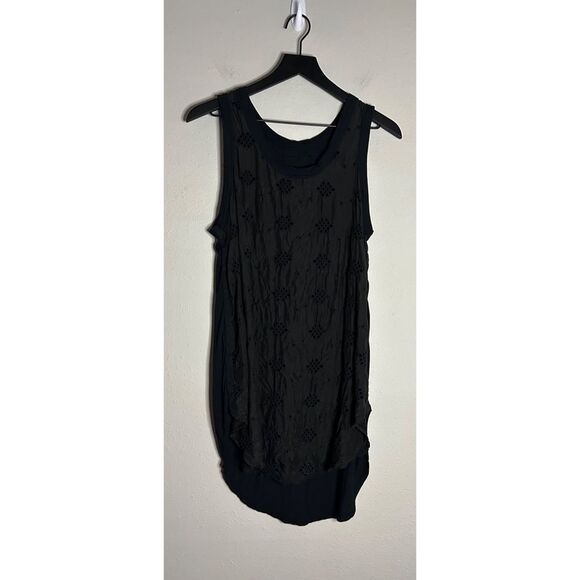 Johnny Was Black Eyelet Lace Tunic Length Tank Size S - Picture 1 of 9